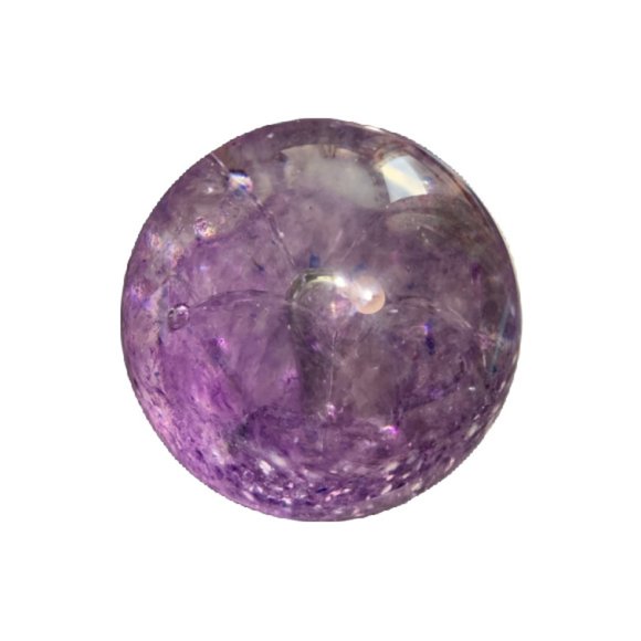 Amethyst Globe Bubble Glass Flower Paperweight - Picture 4 of 5